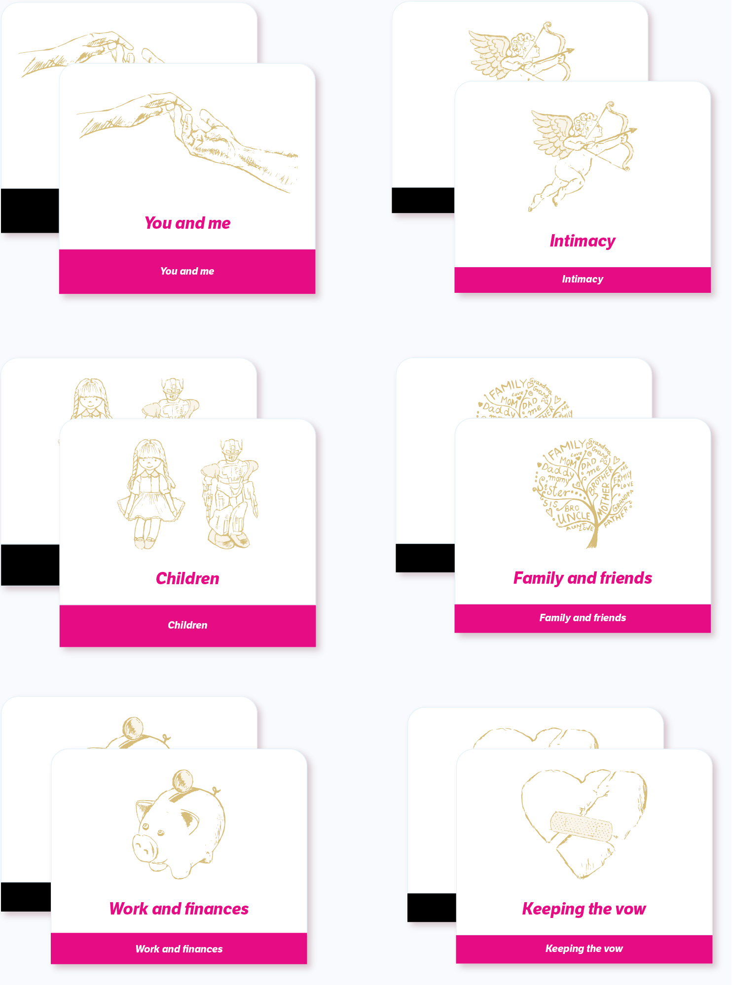 2 sets of short booklets (black and pink, each set has 6 booklets)